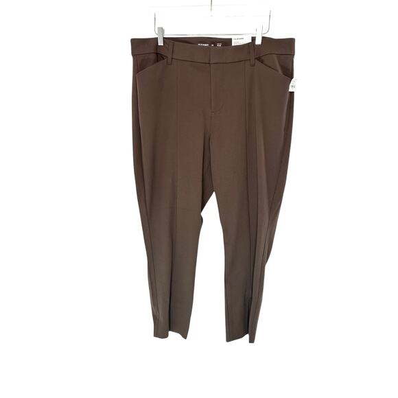 NWT Old Navy Plus Brown Career Work High Rise Split Hem Pixie Pants Size 20 - Picture 1 of 14